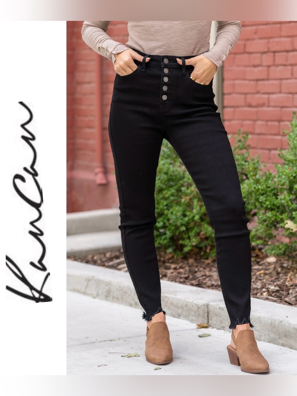 KanCan Women’s Sz 9/28 Black
High Rise Button Fly Skinny Jeans